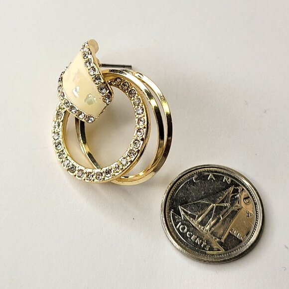 Gold Silver and Crystal Earrings - Picture 3 of 11